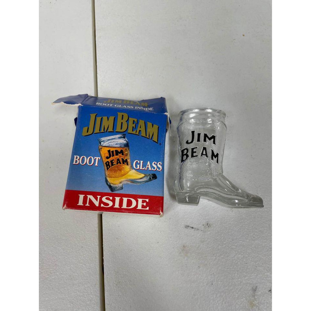 Jim Beam Boot Shot Glass Vintage Man Cave Decor - NICE!